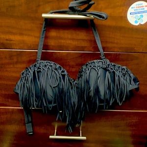 Black fringe bikini top